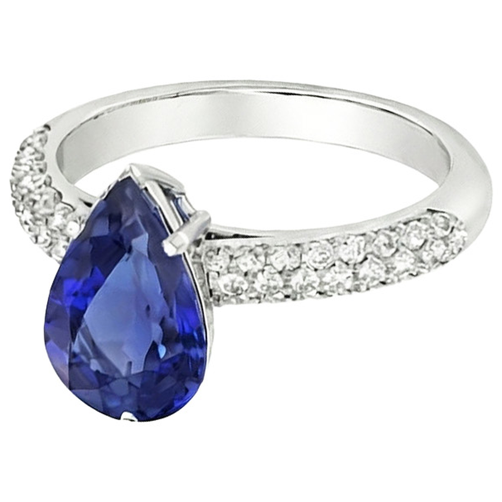 naturel pear diamant 5.50carats bague vue de dessus