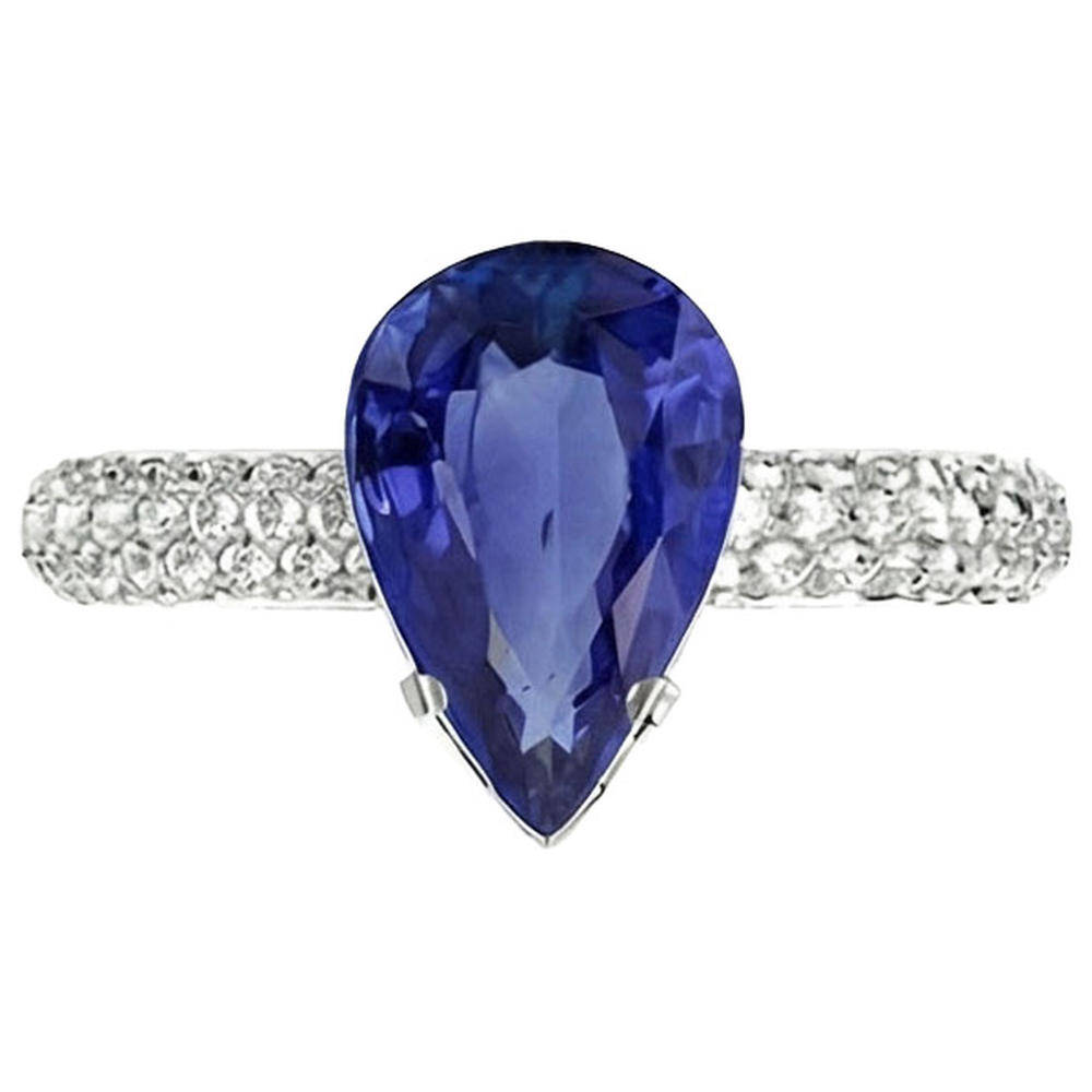naturel pear diamant 5.50carats bague vue de profil