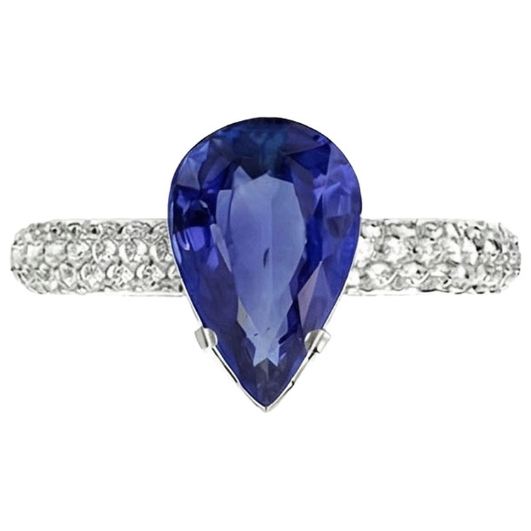 naturel pear diamant 5.50carats bague vue de profil