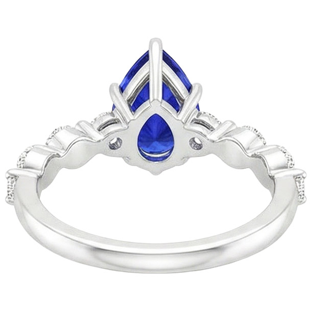 naturel pear diamant 4carats bague détail rapproché