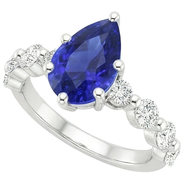 naturel pear diamant 4carats bague vue de dessus
