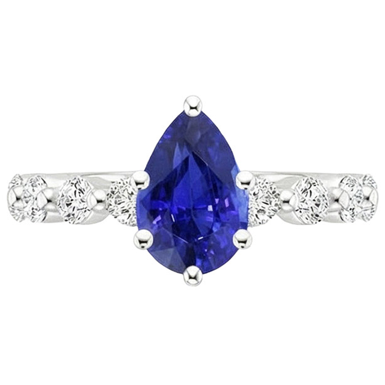 naturel pear diamant 4carats bague vue de profil
