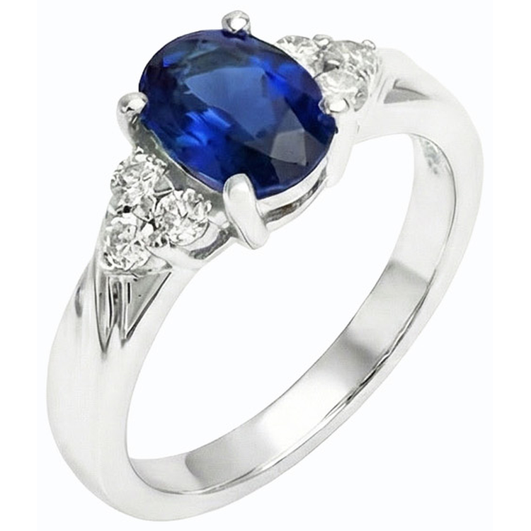 naturel oval saphir 3carats bague vue de face