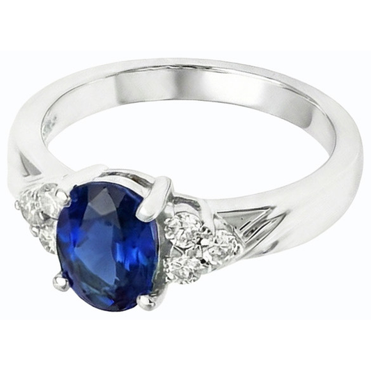 naturel oval saphir 3carats bague angle de côté