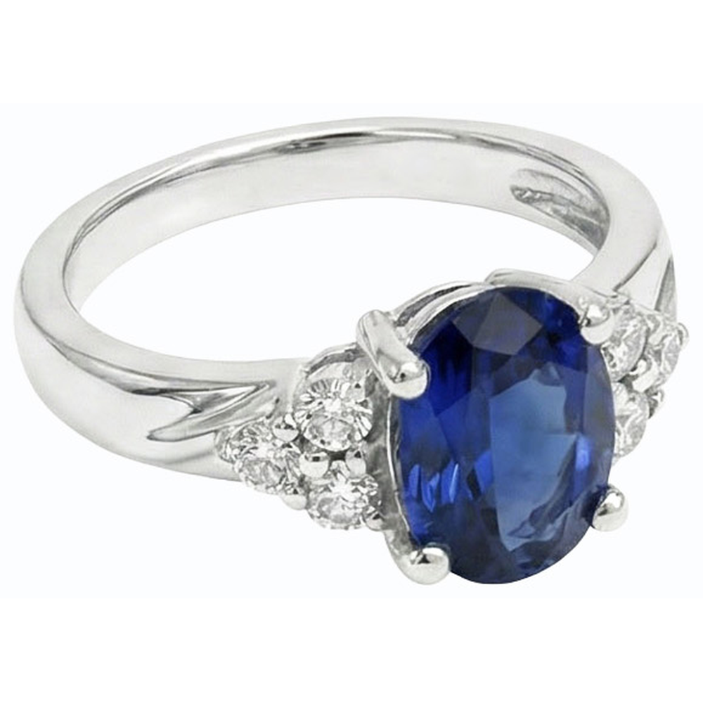 naturel oval saphir 3carats bague détail rapproché