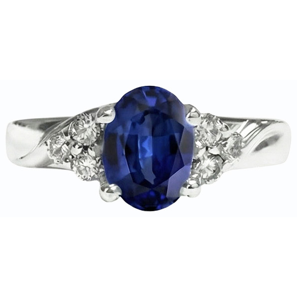 naturel oval saphir 3carats bague vue de profil