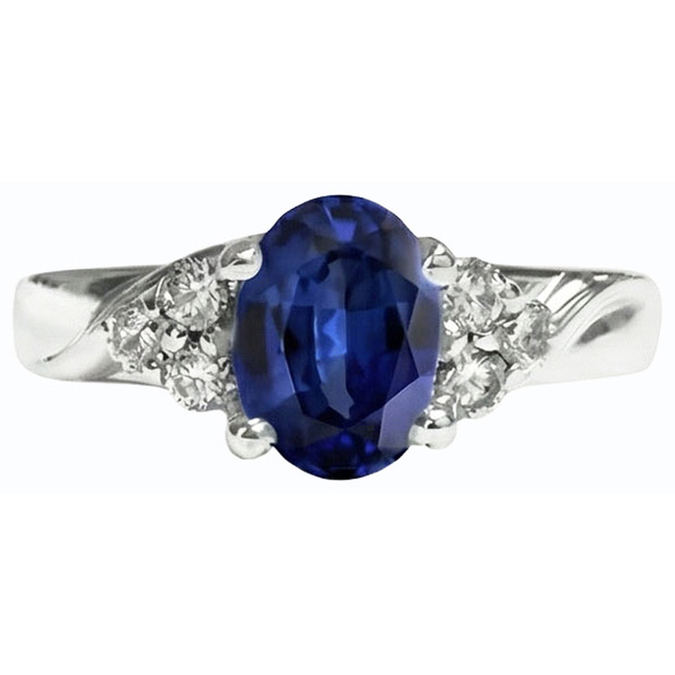 naturel oval saphir 3carats bague vue de profil