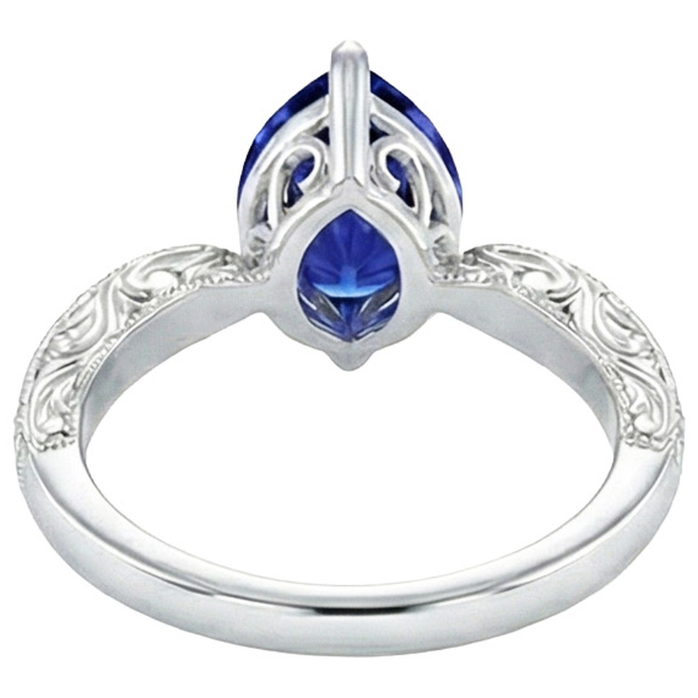 naturel pear diamant 2carats bague vue de face