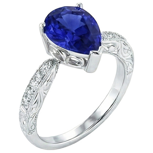 naturel pear diamant 2carats bague angle de côté