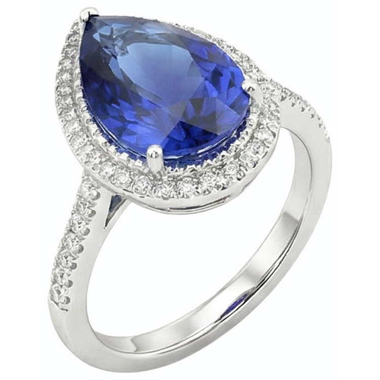 naturel pear diamant 4carats bague détail rapproché