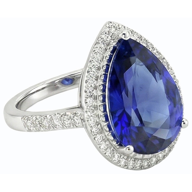 naturel pear diamant 4carats bague vue de dessus