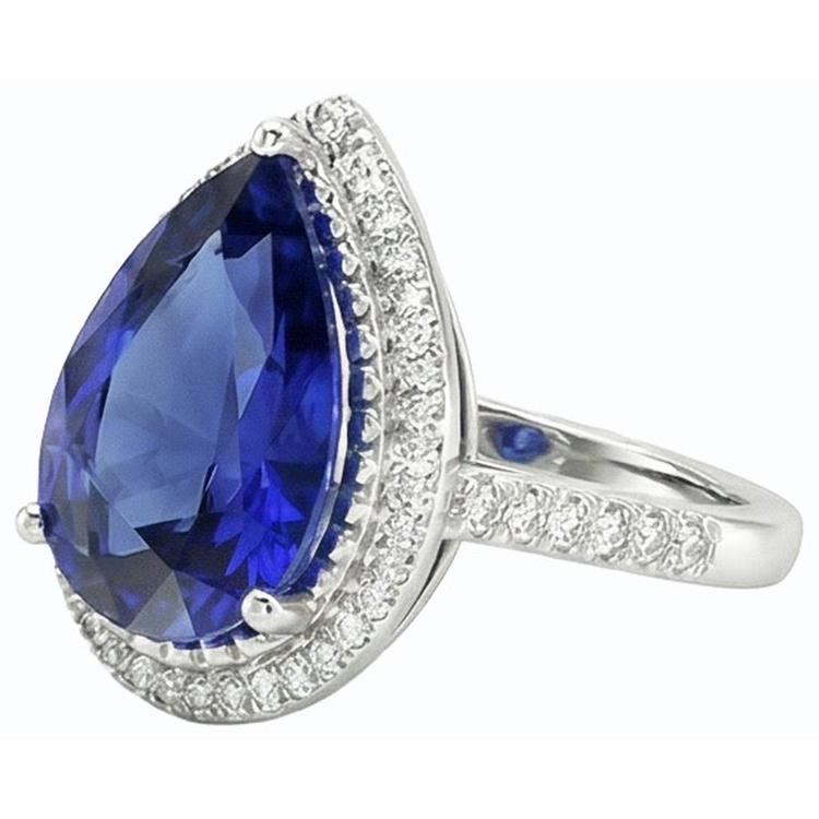 naturel pear diamant 4carats bague vue de profil