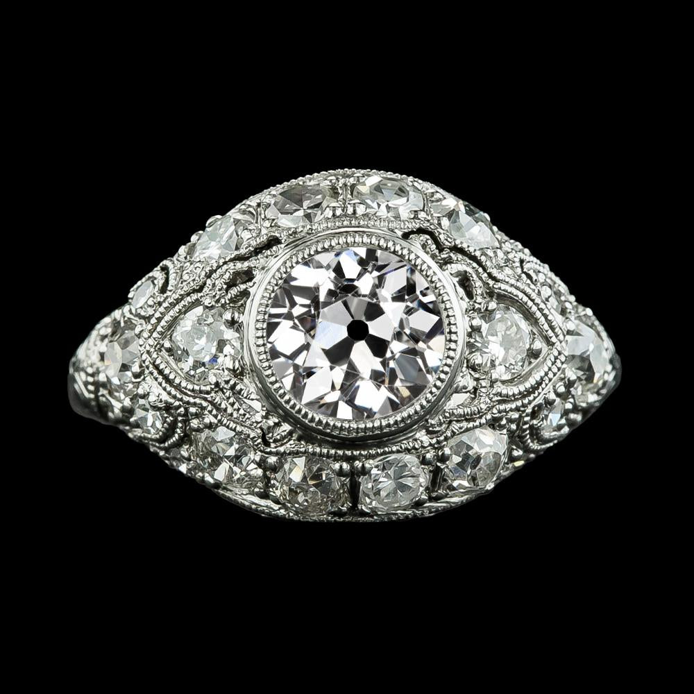 Bague Pour Dames Vieux Mineur Naturel Diamond Bezel Ring Millgrain Style Antique 5.25 Carats