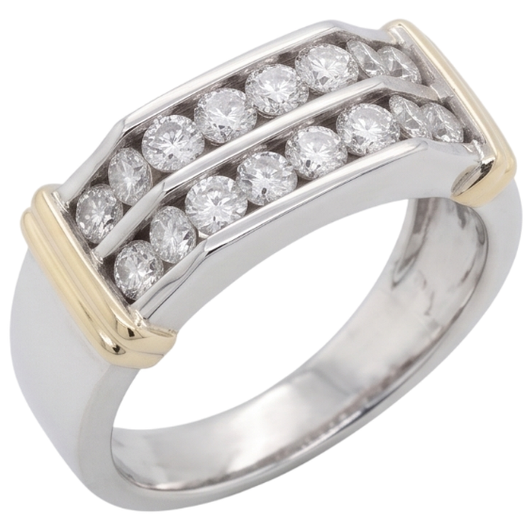 Bague Pour Homme Classique Avec Véritable Diamant Rond De 2.40 Carats En Or Blanc 14 Carats