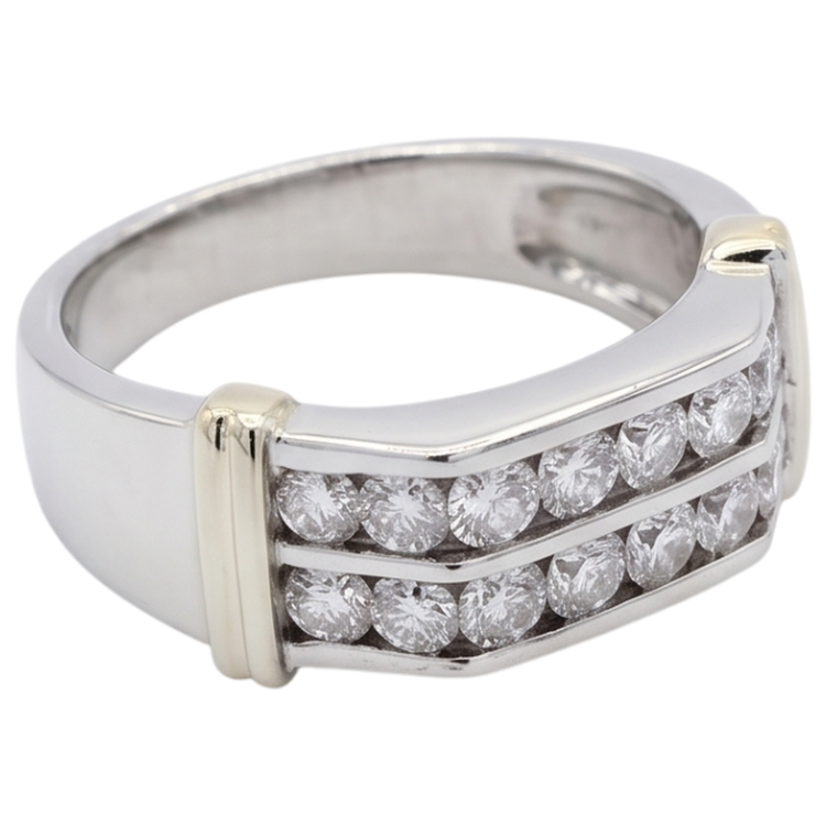 Bague Pour Homme Classique Avec Véritable Diamant Rond De 2.40 Carats En Or Blanc 14 Carats