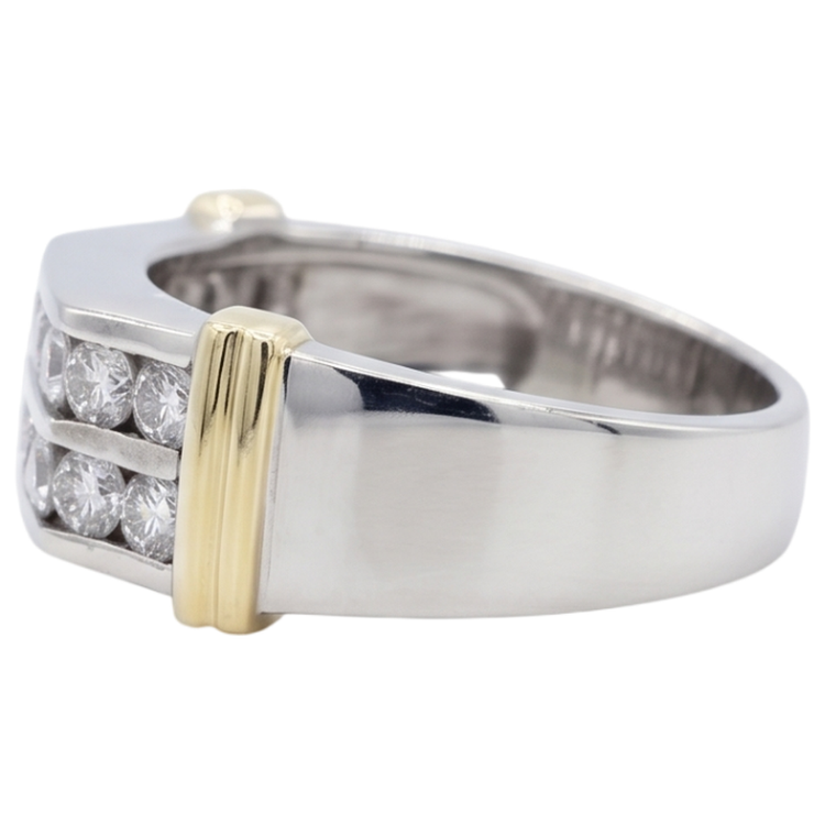 Bague Pour Homme Classique Avec Véritable Diamant Rond De 2.40 Carats En Or Blanc 14 Carats