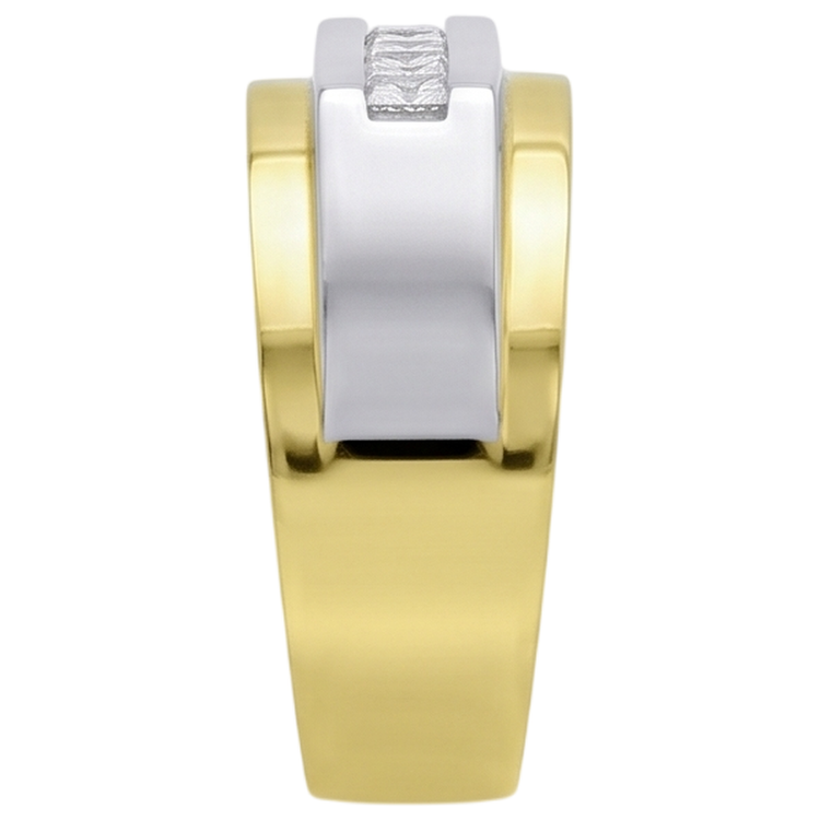 Bague Pour Hommes En Or Bicolore 14K. Réel Diamant Naturels Extraits des Mines ( et non cultivés en laboratoire ) Princesse 0.72 Carats