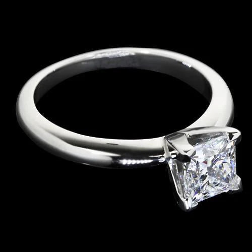 Bague Princesse Naturel Diamant Solitaire Femme Or Blanc 1.25 Carat