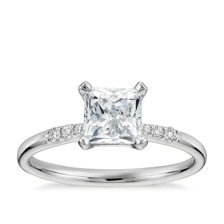Bague Princesse Scintillante & Authentique Diamant Rond 3 Carats Or Blanc 14K