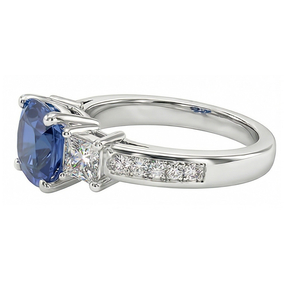 naturel round diamant 3carats bague vue de profil