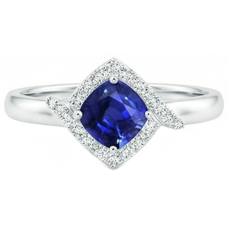 naturel cushion diamant 2.25carats bague angle de côté