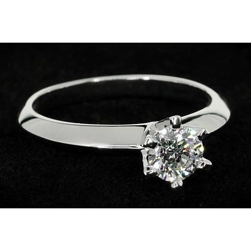 Bague Promise Ronde Solitaire Naturel Diamant 1 Carat Or Blanc 14K