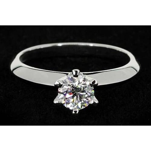 Bague Promise Ronde Solitaire Naturel Diamant 1 Carat Or Blanc 14K