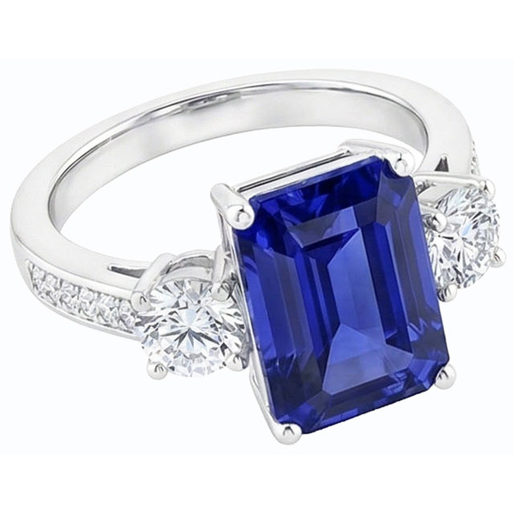 naturel round saphir 6carats bague détail rapproché