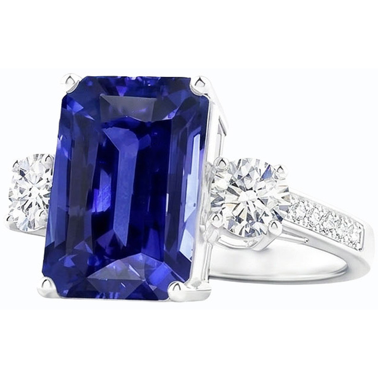 naturel round saphir 6carats bague angle de côté