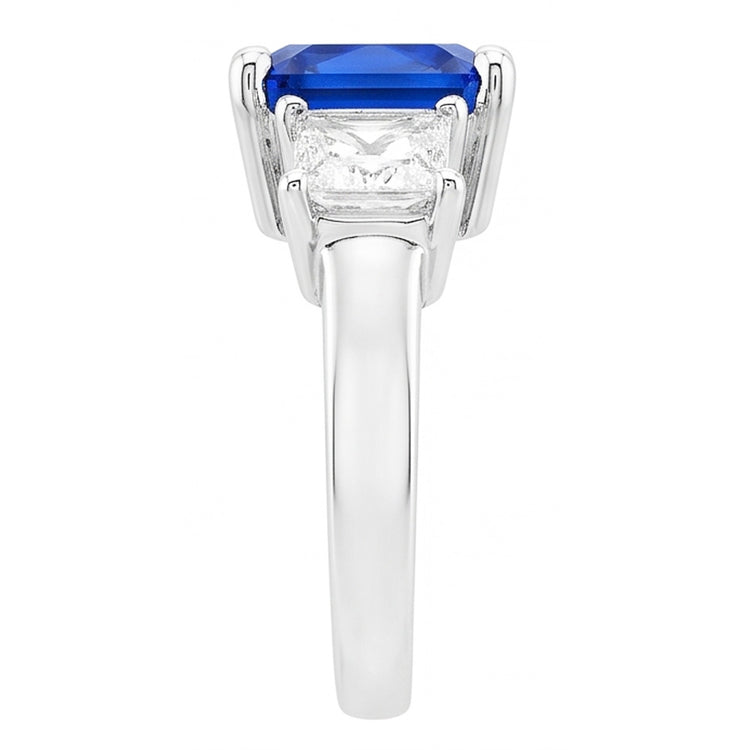 Bague Radiant 3 Pierres Saphir Bleu & Diamants Princesse 3 Carats