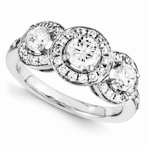Bague Réel Diamant 3 Pierres Main Droite Pour Femme