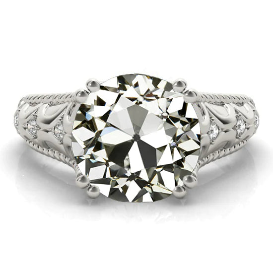 Bague Réel Diamant Ancien Mineur Sertie Double Griffes Style Antique 5 Carats