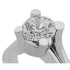 Bague Réel Diamant Coupe Ronde 1 Ct En Or Blanc 14K