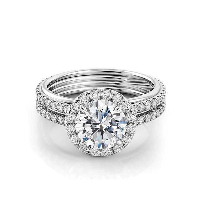 Bague Réel Diamant Halo 5.20 Carats Or Blanc 14K