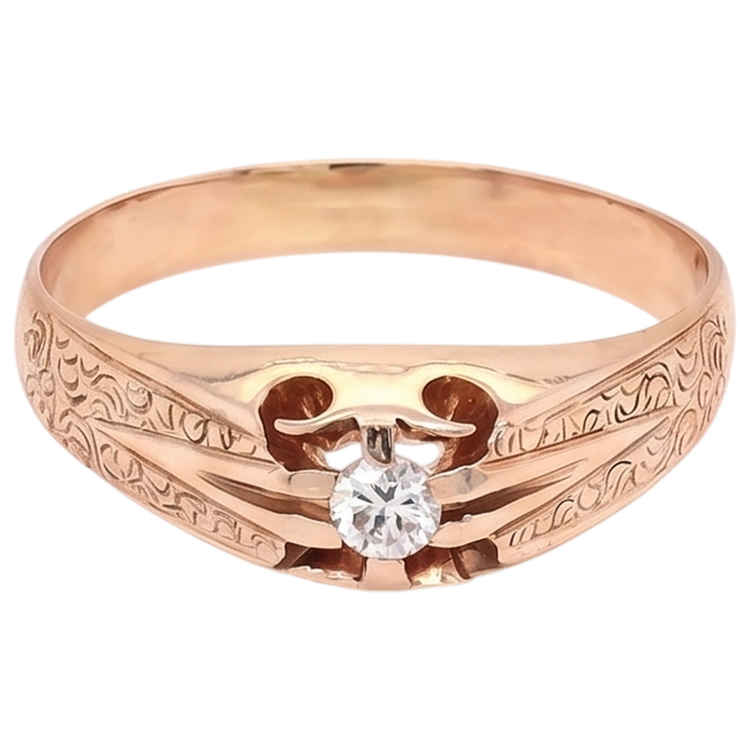 Bague Réel Diamant Naturels Extraits des Mines ( et non cultivés en laboratoire ) Homme Gypsy Style Antique Filigrane 0.50 Carats