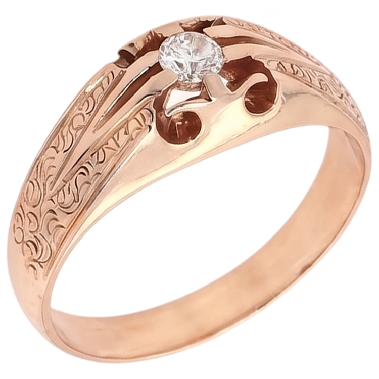 Bague Réel Diamant Naturels Extraits des Mines ( et non cultivés en laboratoire ) Homme Gypsy Style Antique Filigrane 0.50 Carats
