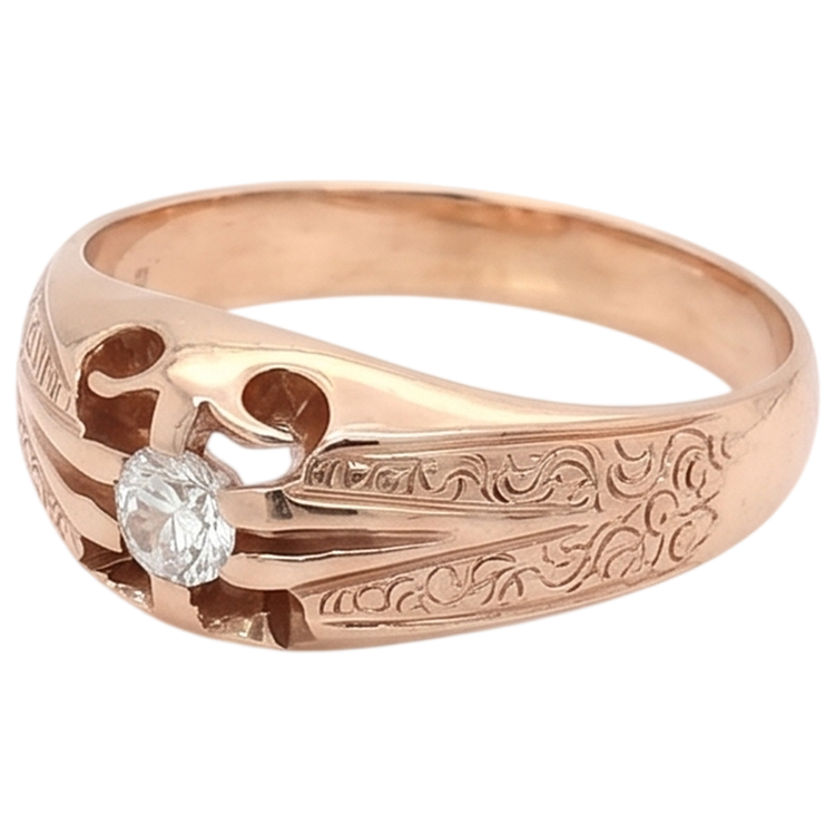 Bague Réel Diamant Naturels Extraits des Mines ( et non cultivés en laboratoire ) Homme Gypsy Style Antique Filigrane 0.50 Carats