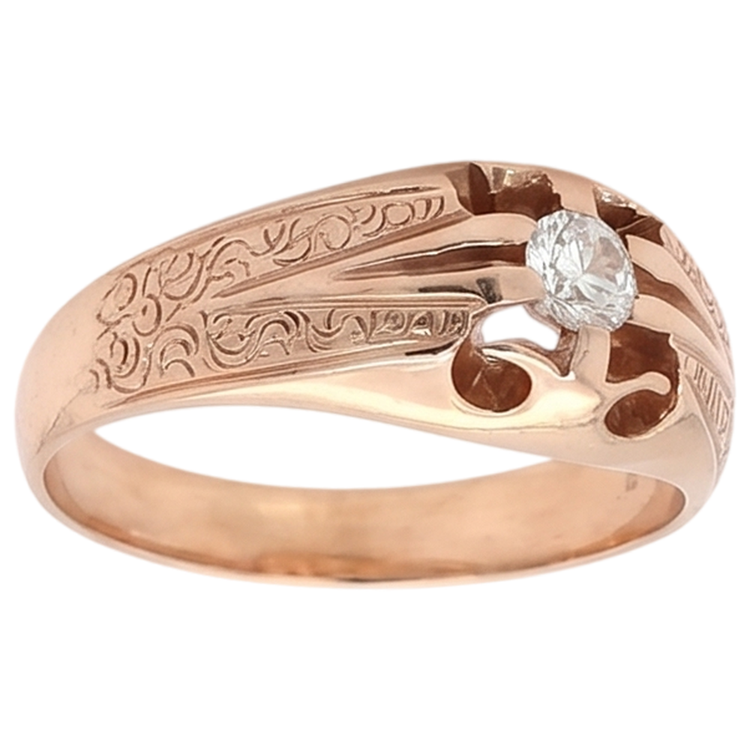 Bague Réel Diamant Naturels Extraits des Mines ( et non cultivés en laboratoire ) Homme Gypsy Style Antique Filigrane 0.50 Carats