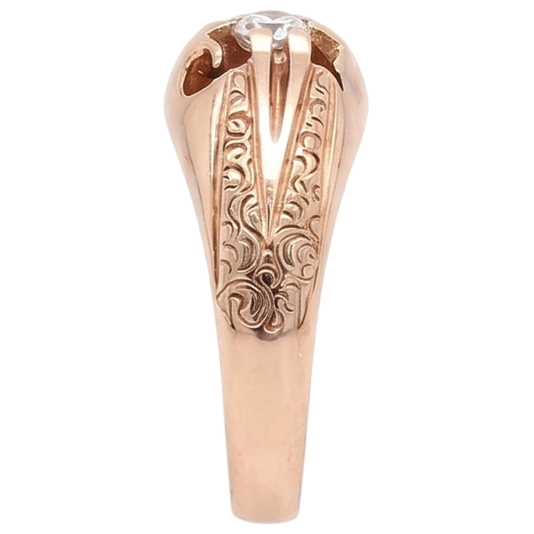 Bague Réel Diamant Naturels Extraits des Mines ( et non cultivés en laboratoire ) Homme Gypsy Style Antique Filigrane 0.50 Carats