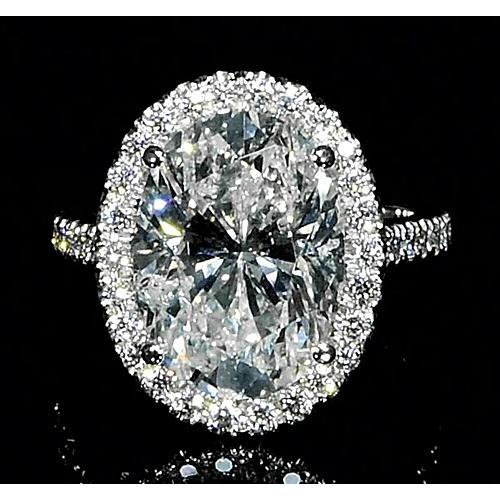 Bague Réel Diamant Ovale Avec 6 Carats