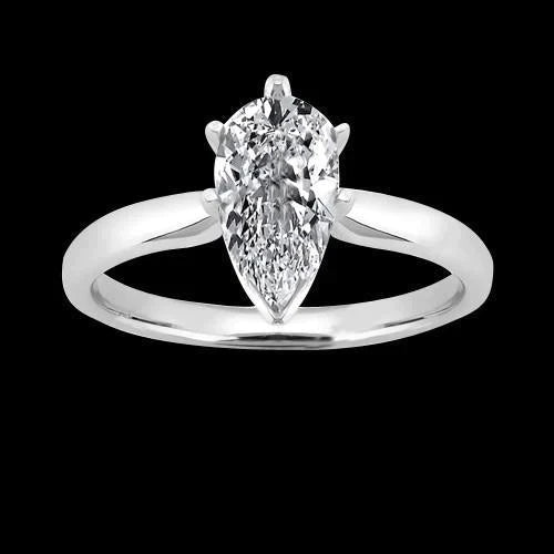 Bague Réel Diamant Poire Scintillante 2.5 Carats