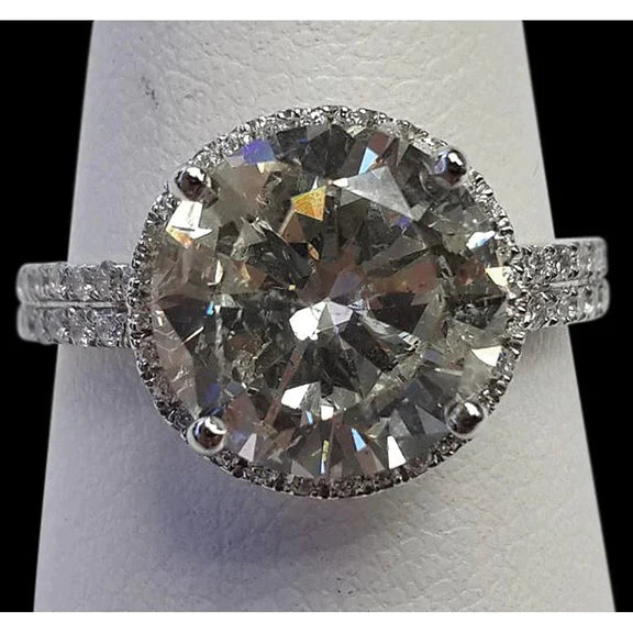 Bague Réel Diamant Rond 7 Carats Avec Halo