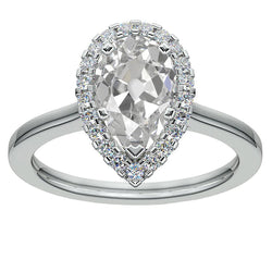 Bague Réel Diamant Rond Halo Poire Taille Ancienne Mine Bijoux Or 5.25 Carats