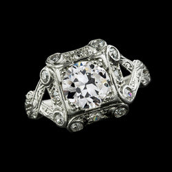 Bague Réel Diamant Rond Taille Ancienne Mine Style Antique 3 Carats Tige Fendue