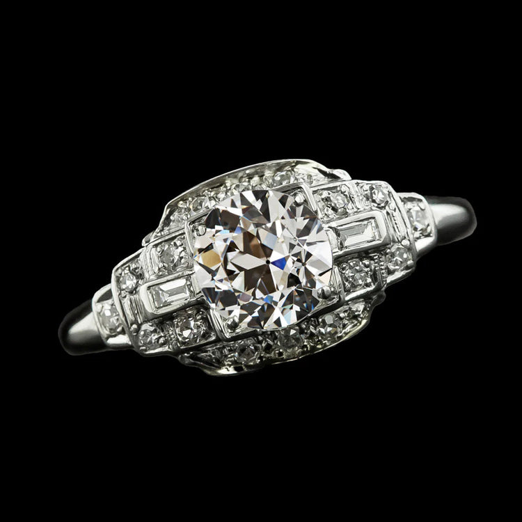 Bague Réel Diamant Rond Vieux Mineur 3.25 Carats Or Blanc 14K Bijoux