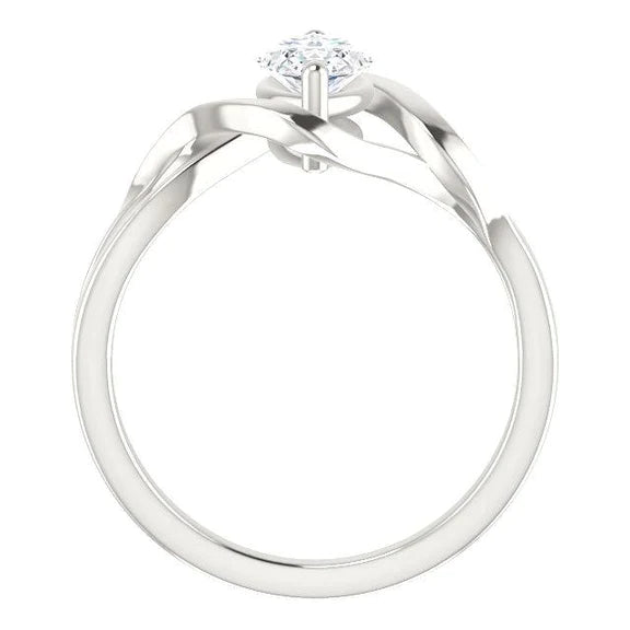 Bague Réel Diamant Solitaire 2.50 Carats Tige Fendue Torsadée En Or Blanc 14 Carats