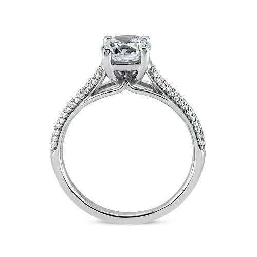 Bague Réel Diamants Brillants Ronds Sertis Griffes De 2.25 Ct Avec Accents
