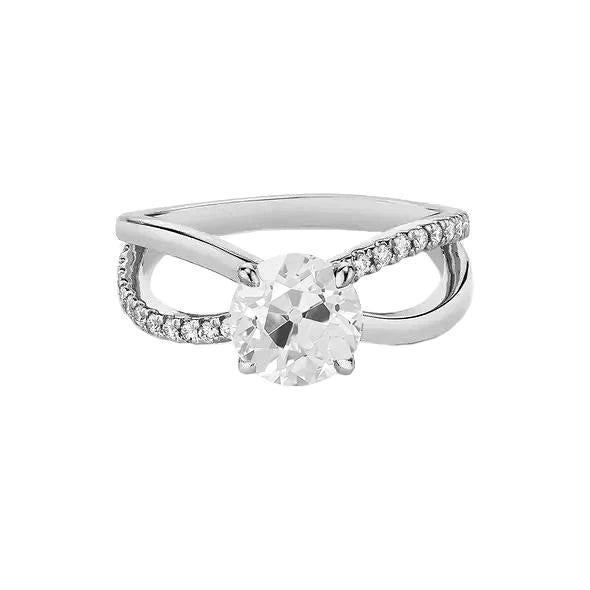 Bague Ronde Anniversaire Vieux Mineur Réel Diamant Avec Accents 2.75 Carats