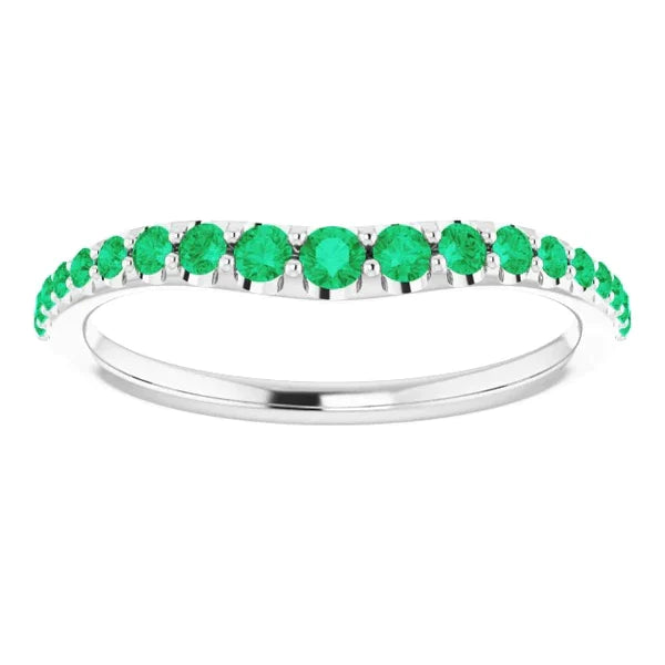 Bague Ronde Émeraude Vert 2 Carats Or Blanc 14K