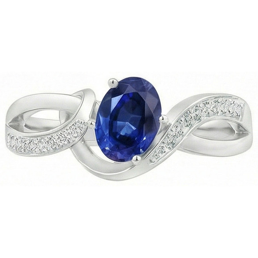 naturel oval diamant 2.90carats bague angle de côté